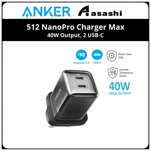 Anker 512 NanoPro Charger Max 40W Output, 2 USB-C