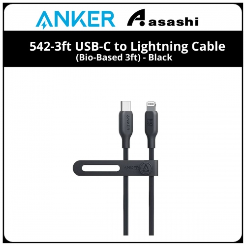 Anker 542-3ft USB-C to Lightning Cable (Bio-Based 3ft) - Black