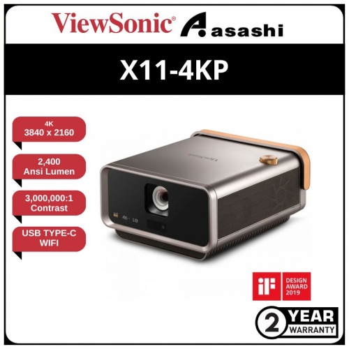 ViewSonic X11-4KP 4K HDR Short Throw Smart Portable Projector - Home & AV Projector