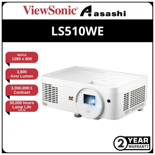ViewSonic LS510WE 3,800 ANSI Lumens WXGA LED Business/Education Projector​ (HDMI x1, Speaker 2w, 3D Ready, Maintenance free: 30,000-hour)