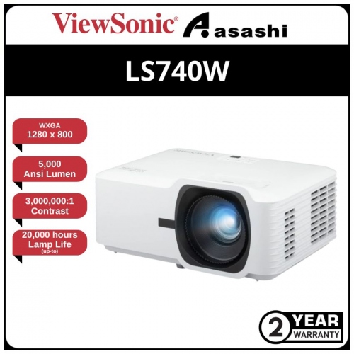 ViewSonic LS740W 5000 ANSI Lumens WXGA Laser Installation Projector (HDMI x2, Speaker 15w x2, HV Keystone, 360-degree installation 20,000-hours)