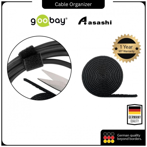 Goobay Cable Management Set with Hook-and-Loop Fastener Roll (1m) 70360 (Black)