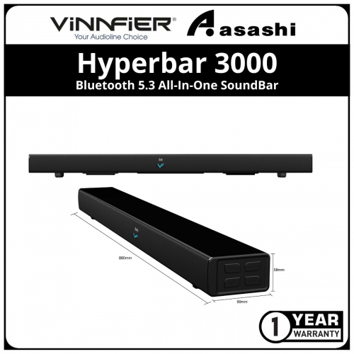 Vinnfier Hyperbar 3000 Max 160w Bluetooth 5.3 All-In-One SoundBar - 1Y