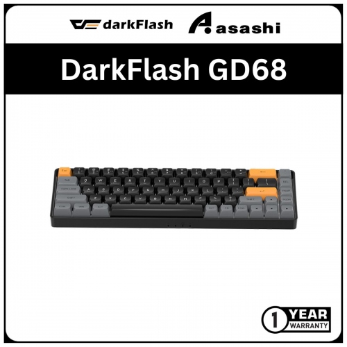 DarkFlash GD68 (Brown Sugar) Dual Mode Wireless 2.4G & USB Hot Swap Mechanical Keyboard (K Yellow Switch)