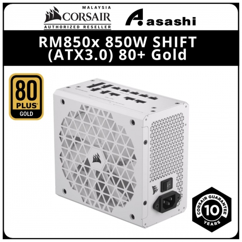 Corsair RM850x 850W SHIFT (ATX3.0) WHITE Power Supply - 80+ Gold, Fully Modular, 10 Years Warranty