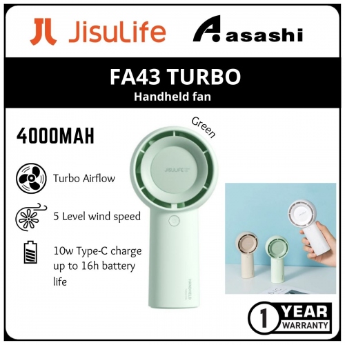 JisuLife FA43 Turbo 4000mAH HandHeld Fan - Green