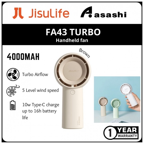 JisuLife FA43 Turbo 4000mAH HandHeld Fan - Brown