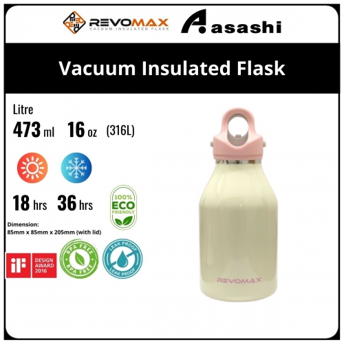 Revomax 473ML / 16oz 316L Vacuum Insulated Flask - White