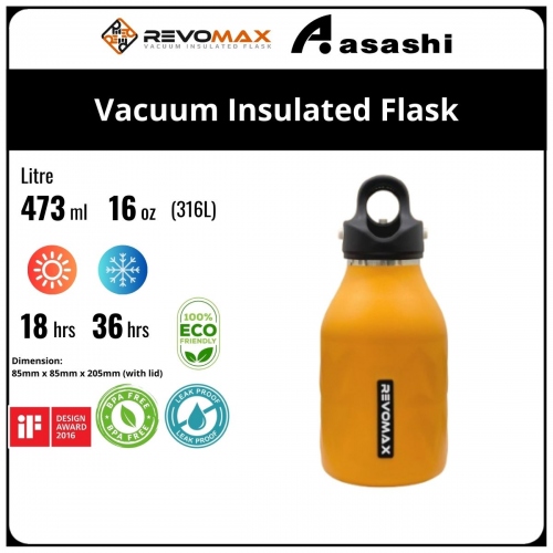 Revomax 473ML / 16oz 316L Vacuum Insulated Flask - Lemon Yellow