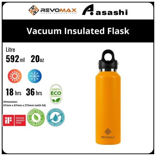 Revomax 592ML / 20oz Vacuum Insulated Flask - Lemon Yellow