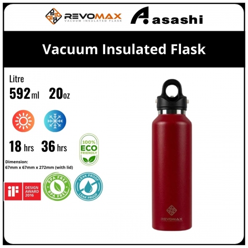 Revomax 592ML / 20oz Vacuum Insulated Flask - Fire Red