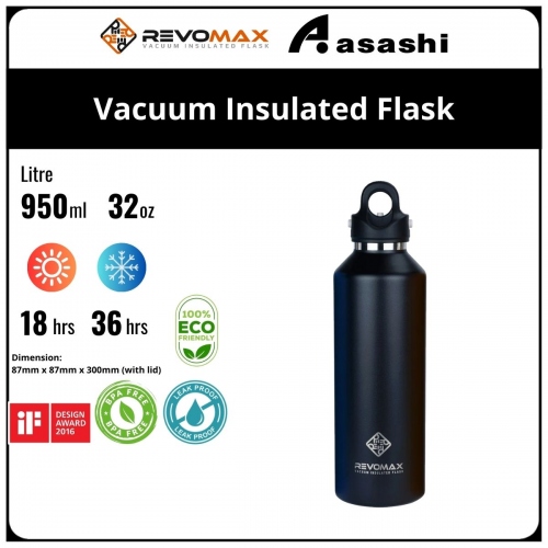 Revomax 950ML / 32oz Vacuum Insulated Flask - Onyx Black