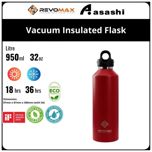 Revomax 950ML / 32oz Vacuum Insulated Flask - Fire Red