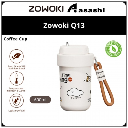 Zowoki Q13-600ml Ceramic Coffee Cup - White CLOUD