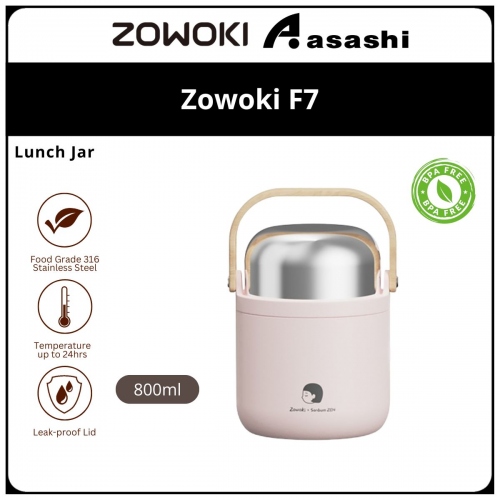 Zowoki F7-800ml Stewing Lunch Jar - Pink XH