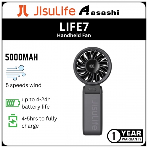 JisuLife Life7-50 (5000mAh) Handheld Fan - Black