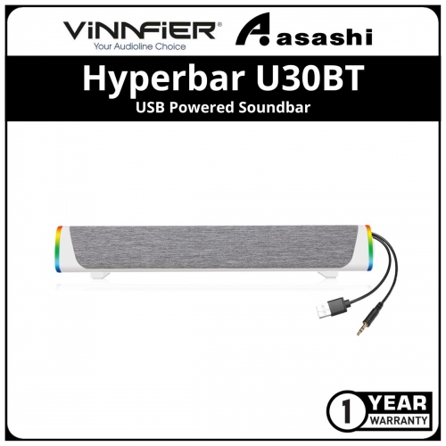 Vinnfier Hyperbar U30BT (White) USB Powered Soundbar (1 yrs Limited Hardware Warranty)