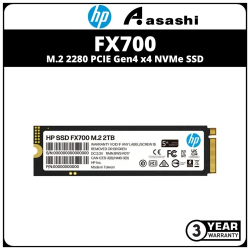 HP FX700 2TB M.2 2280 PCIE Gen4 x4 NVMe SSD (Up to 7200MB/s Read & 6200MB/s Write)