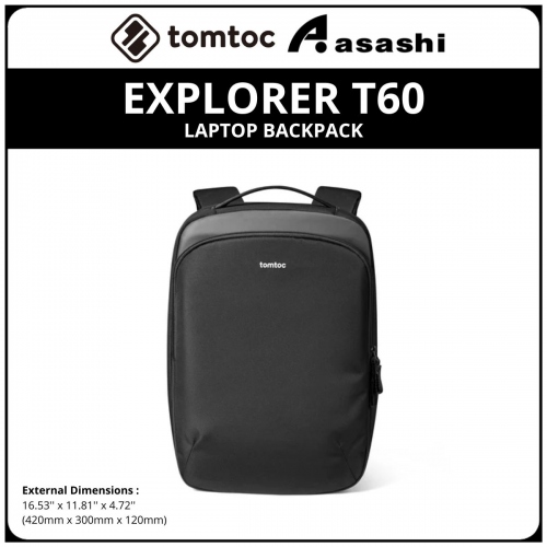 Tomtoc T60M1D1 (Black) EXPLORER T60 15.6inc / 15L Laptop Backpack