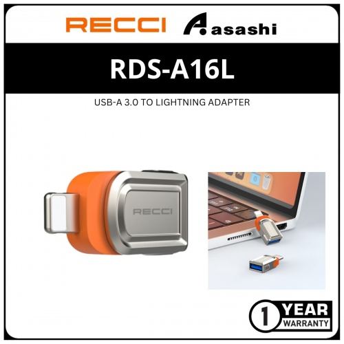 RECCI RDS-A16L OTG USB-A 3.0 TO LIGHTNING ADAPTER - SILVER
