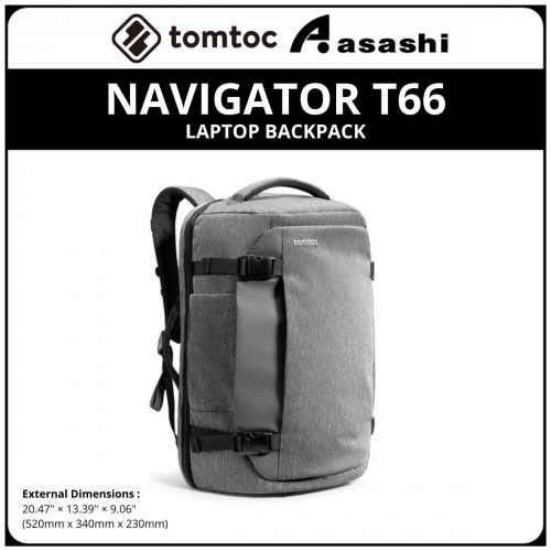 Tomtoc T66M1G1 (Grey) NAVIGATOR T66 40L Laptop Travel Backpack