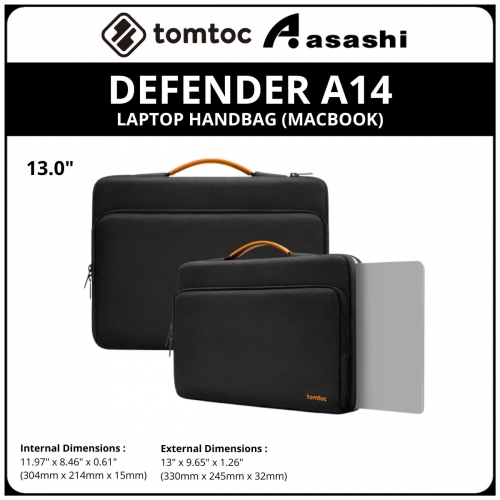 Tomtoc A14C2D1 (Black) DEFENDER A14 (MACBOOK) 13inch Laptop Handbag