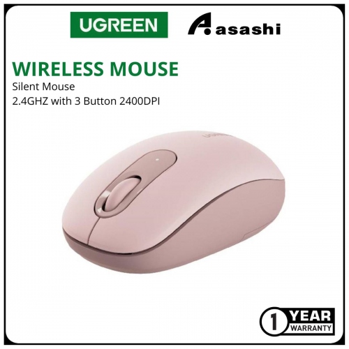 UGREEN 90686 WIRELESS SILENT MOUSE MU105 2.4G 3 BUTTON & 2400DPI (Pink)