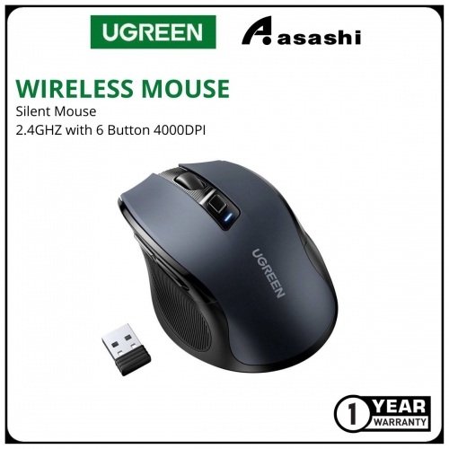 UGREEN WIRELESS SILENT MOUSE MU006 2.4G WITH 6 BUTTON & 4000DPI (Black)