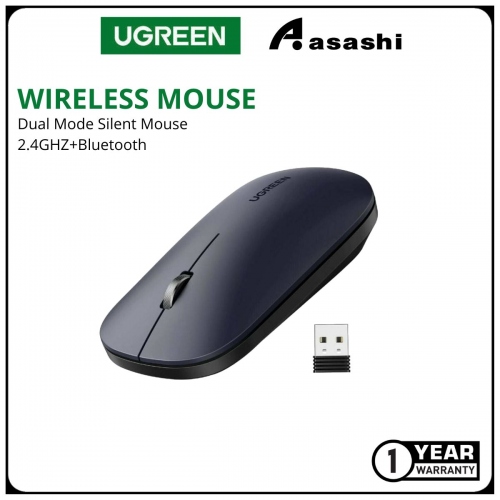 UGREEN 25163 DUAL MODE SILENT MOUSE MU001 2.4GHZ+BT SLIM & THIN (Black)