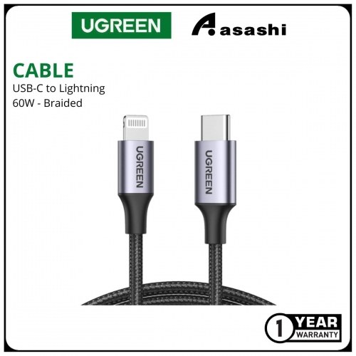 UGREEN USB-C TO LIGHTNING M/M CABLE ALUMINUM SHELL BRAIDED 60W (1M)