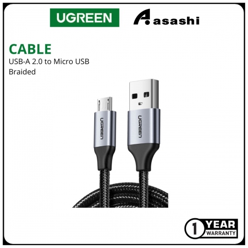 UGREEN USB-A 2.0 TO MICRO USB CABLE NICKEL PLATING ALUMINUM BRAID (BLACK) - 1M