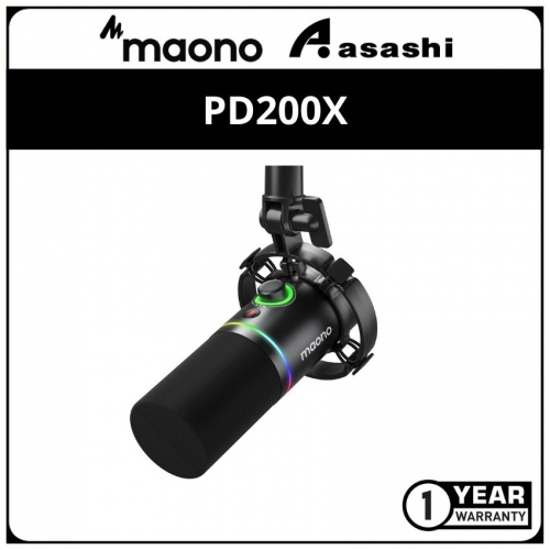 Maono PD200X USB/XLR Dynamic Microphone - Black (1 yrs Limited Hardware Warranty)