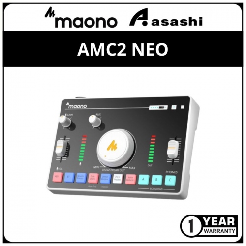 Maono AMC2 NEO One-Stop Audio Mixer & Sound Card - White (1 yrs Limited Hardware Warranty)