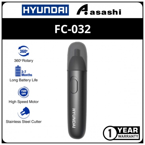 Hyundai FC-032 Rechargeable Electric Nose Hair Instrument - Black (1Year)