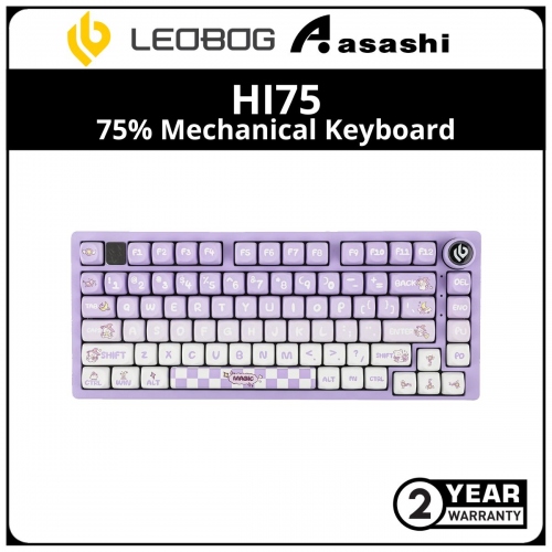 LEOBOG HI75 (Purple White) 75% Mechanical Keyboard 81 Keys Wired Gasket-Mounted Hot Swap RGB Nimbus Switch V3 With Knob