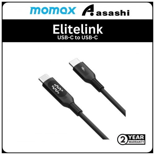 Momax Elitelink PD 100W USB-C To USB-C cable with LED display - Black (2Y)