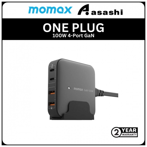 Momax ONEPLUG 100W 4-Port GaN Desktop Charger - Black (2Y)