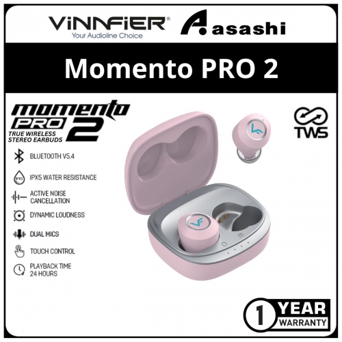 Vinnfier VF Momento Pro 2 TWS Earbud - Pink (1 yrs Limited Hardware Warranty)