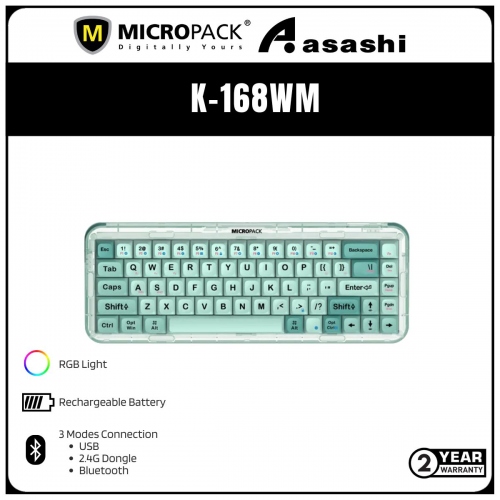 Micropack Lifestyle K-168WM 3 Modes Mechanical Wireless Keyboard - Green (2 yrs Limited Hardware Warranty)