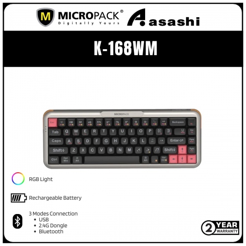 Micropack Lifestyle K-168WM 3 Modes Mechanical Wireless Keyboard - Black (2 yrs Limited Hardware Warranty)