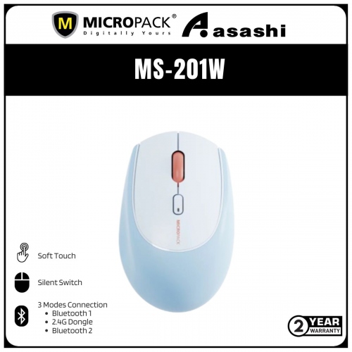 Micropack Lifestyle 2.4G+Bluetooth Wireless 
Mouse - Blue (2 yrs Limited Hardware Warranty)