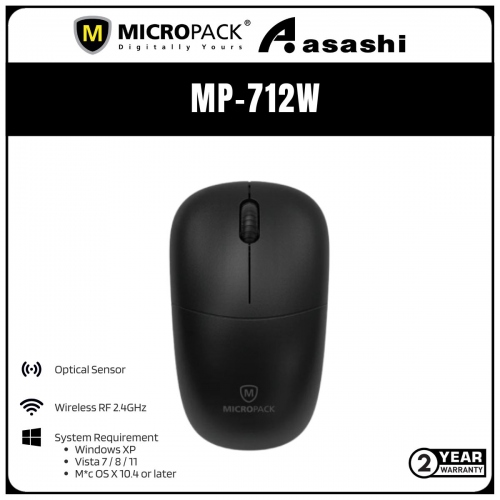 Micropack SPEEDY MINI 2 2.4G Silent Wireless Mouse - Black (2 yrs Limited Hardware Warranty)