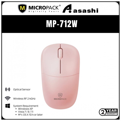 Micropack SPEEDY MINI 2 2.4G Silent Wireless Mouse - Pink (2 yrs Limited Hardware Warranty)