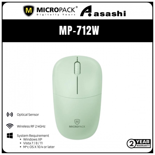 Micropack SPEEDY MINI 2 2.4G Silent Wireless Mouse - Green (2 yrs Limited Hardware Warranty)