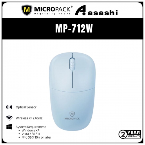 Micropack SPEEDY MINI 2 2.4G Silent Wireless Mouse - Blue (2 yrs Limited Hardware Warranty)