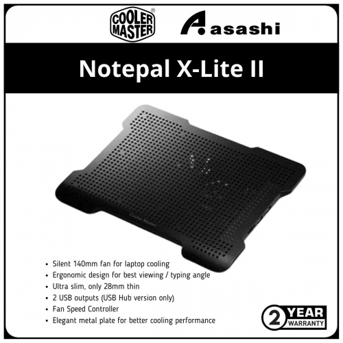 Cooler Master Notepal X-Lite II Cooler Pad with USB HUB — 2 Years Warranty