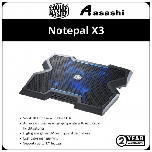 Cooler Master Notepal X3 Cooler Pad — 2 Years Warranty