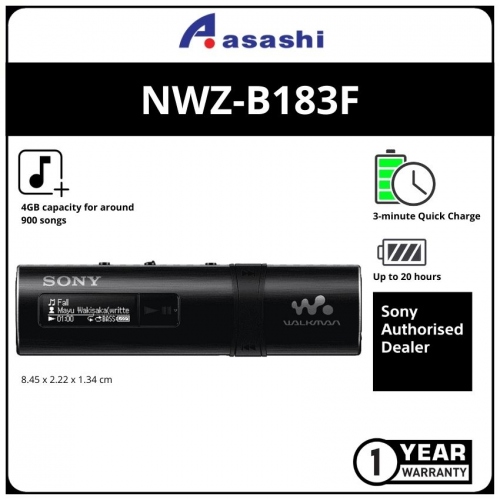Sony NWZ-B183F/BC Black 4GB MP3 Player (1 yrs Limited Hardware Warranty)