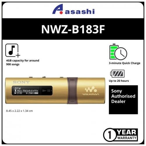 Sony NWZ-B183F/NC Gold 4GB Mp3 Player (1 yrs Limited Hardware Warranty)