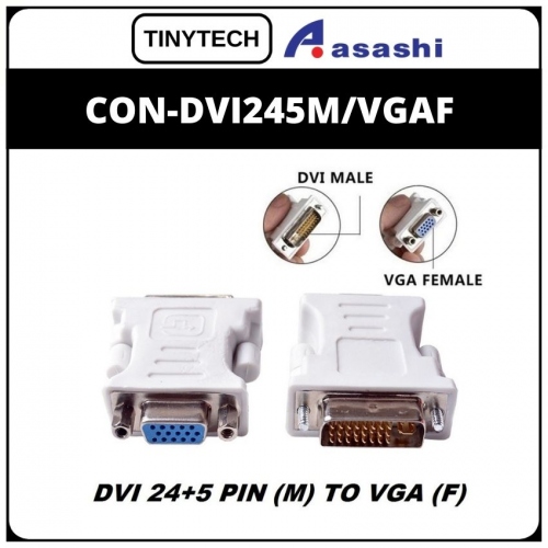 Tinytech (CON-DVI245M/VGAF) 24+5 DVI(M) to VGA (F) Converter (1 week Limited Hardware Warranty)